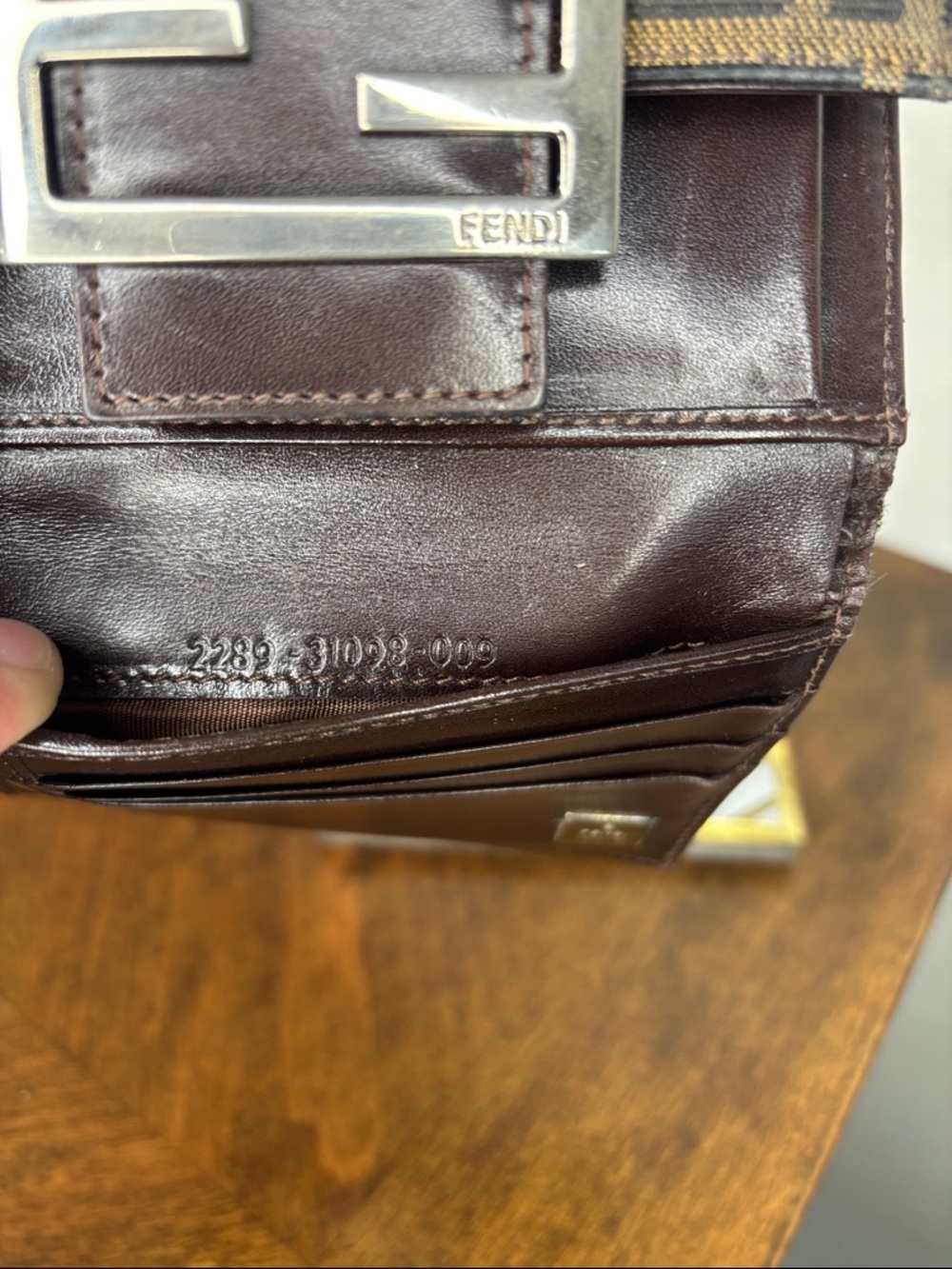 Fendi Brown Zucca Canvas Compact Bifold Wallet with Silver FF Buckle W/COA - Picture 13 of 16